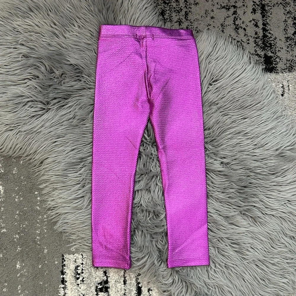 Frenchie Girls Textured Bright Metallic Magenta Dust Leggings Size 3T NWT